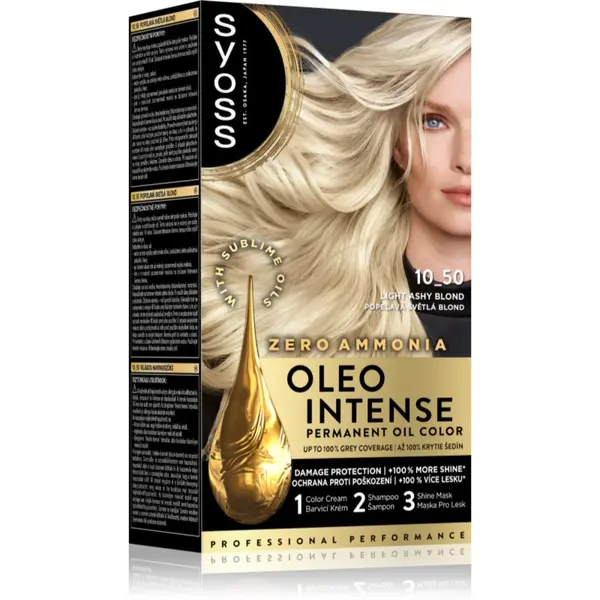 Syoss Syoss Oleo Intense permanentna barva za lase z oljem odtenek 10-50 Light Ashy Blond 1 kos