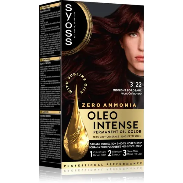 Syoss Syoss Oleo Intense permanentna barva za lase z oljem odtenek 3-22 Midnight Bordeaux 1 kos