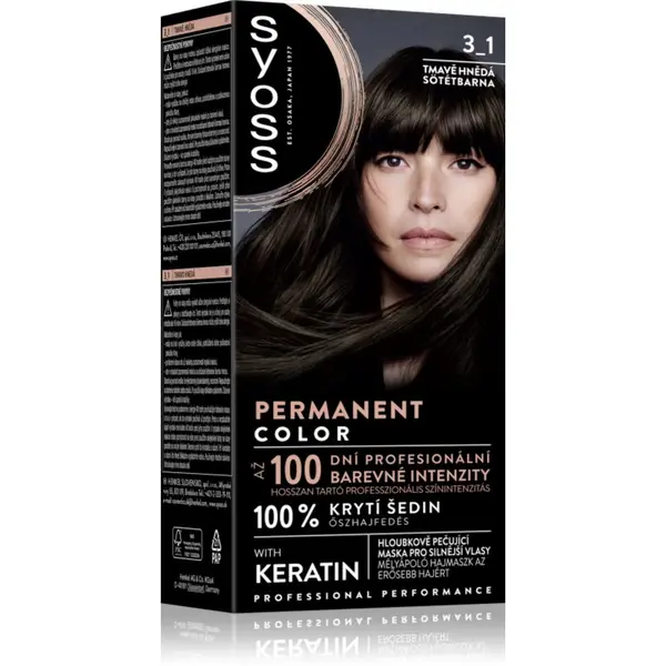 Syoss Syoss Permanent Color permanentna barva za lase odtenek 3_1 Dark Brown 1 kos