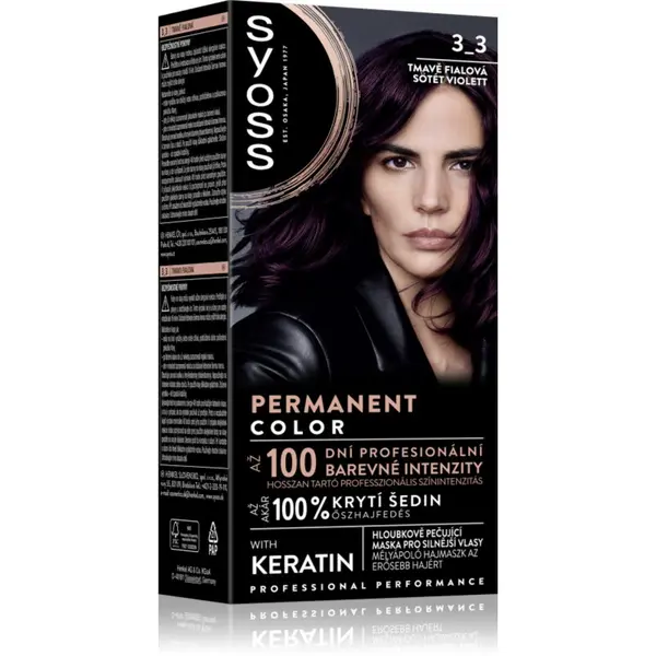 Syoss Syoss Permanent Color permanentna barva za lase odtenek 3_3 Dark Violet 1 kos