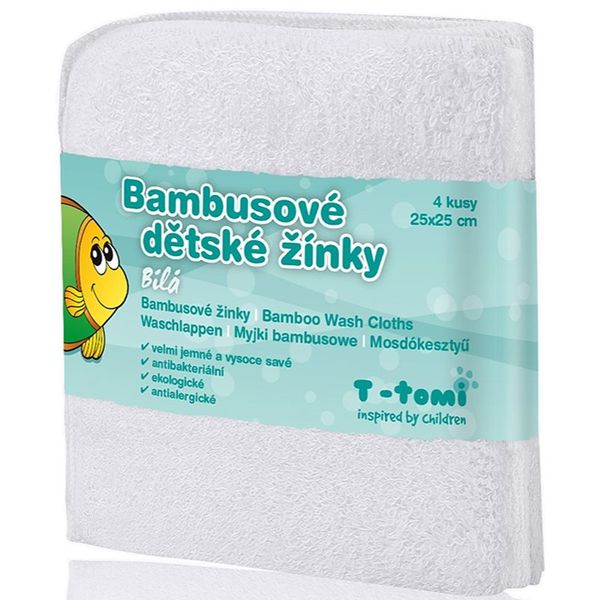T-Tomi T-TOMI Bamboo Washcloth White krpa za umivanje 25x25 cm 4 kos