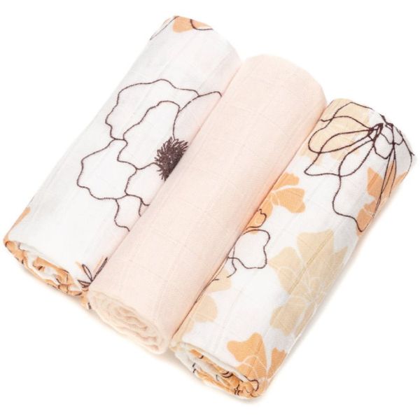 T-Tomi T-TOMI BIO Bamboo Diapers plenice iz blaga Flowers 70x70 cm 3 kos