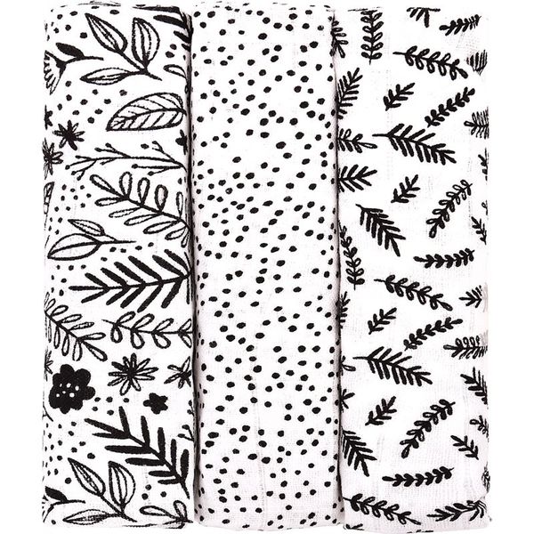 T-Tomi T-TOMI TETRA Black Flowers plenice iz blaga 70x70 cm 3 kos