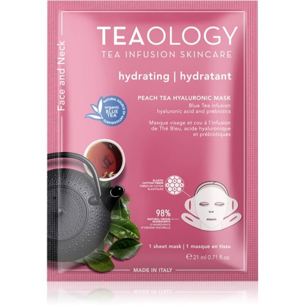 Teaology Teaology Face Mask Peach Tea Hyaluronic vlažilna tekstilna maska 21 ml