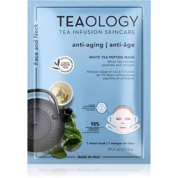 Teaology Teaology White Tea Peptide Mask maska iz platna za intenzivno gladitev in posvetlitev kože 21 ml