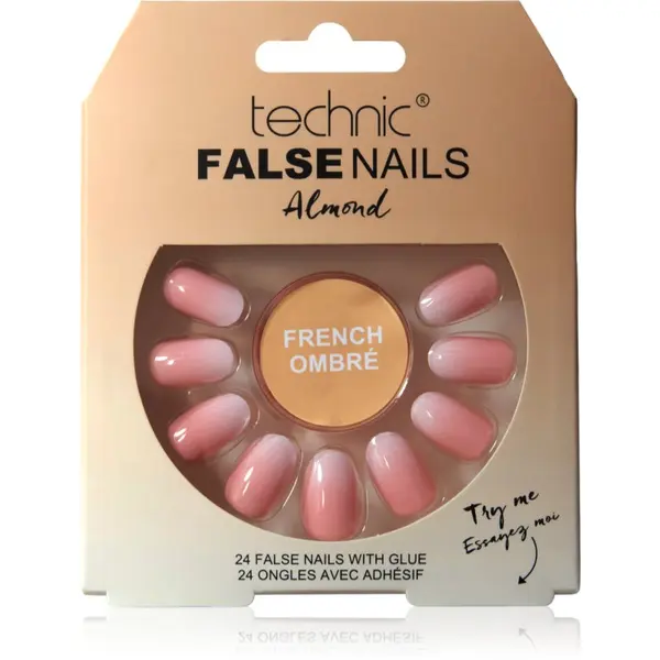 Technic Cosmetics Technic Cosmetics False Nails Almond umetni nohti French Ombré 24 kos