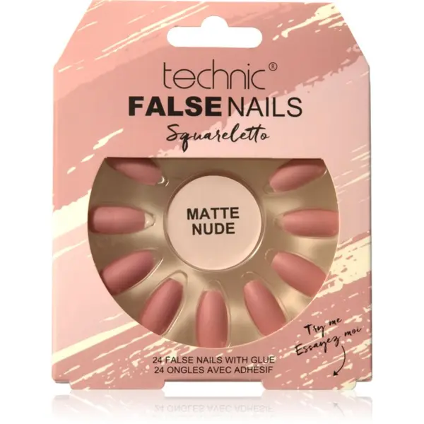 Technic Cosmetics Technic Cosmetics False Nails Sqarletto umetni nohti Matte Nude 24 kos