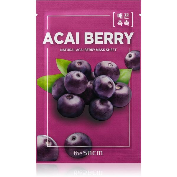 The Saem The Saem Natural Mask Sheet Acai Berry maska iz platna za posvetlitev in vitalnost kožo 21 ml