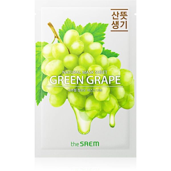 The Saem The Saem Natural Mask Sheet Green Grape maska iz platna za posvetlitev in vitalnost kožo 21 ml
