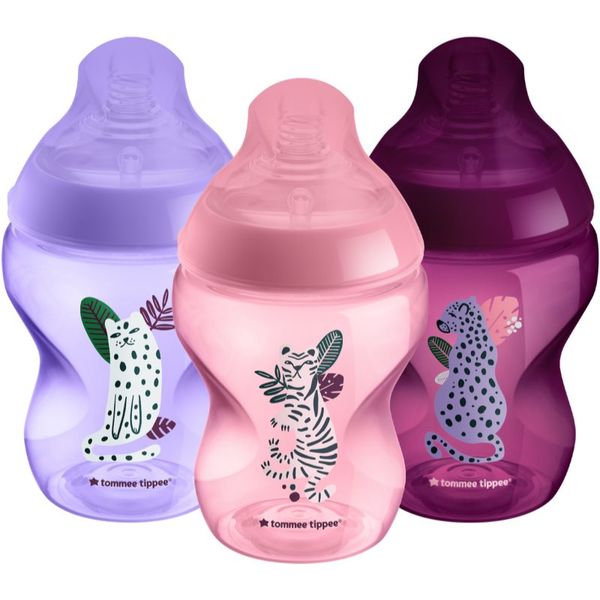 Tommee Tippee Tommee Tippee Closer To Nature Anti-colic Jungle Pinks steklenička za dojenčke Slow Flow 0 m+ 3x260 ml