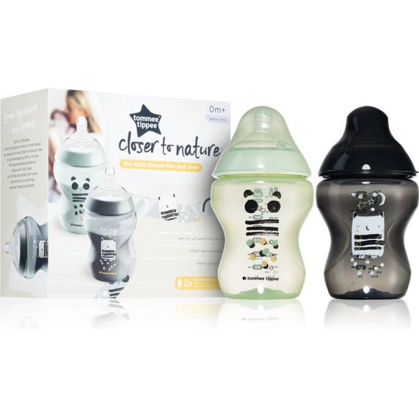 Tommee Tippee Tommee Tippee Closer To Nature Anti-colic Ollie and Pip steklenička za dojenčke Slow Flow 0m+ 2x260 ml