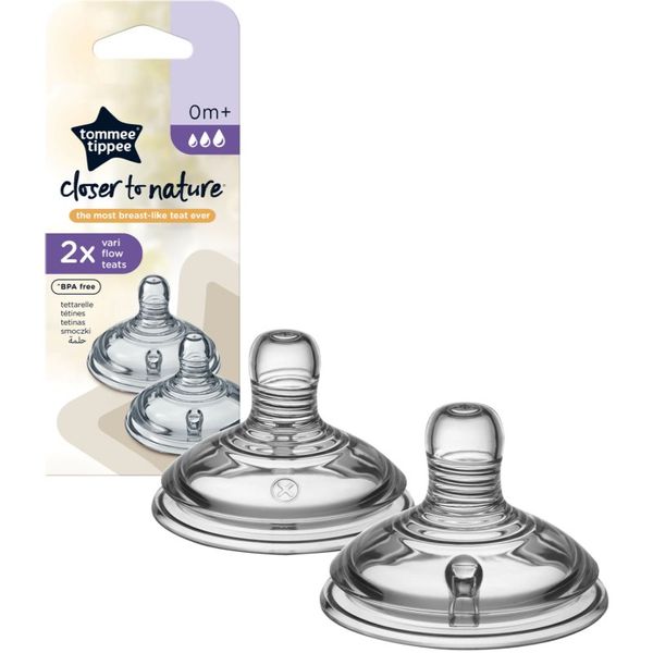 Tommee Tippee Tommee Tippee Closer To Nature Anti-colic Teat cucelj za stekleničko Variable Flow 0m+ 2 kos