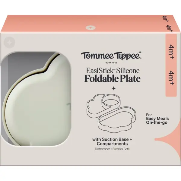 Tommee Tippee Tommee Tippee EasiStick™ Silicone Foldable Plate škatla za malico 4m+ Green 1 kos