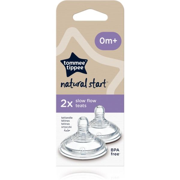 Tommee Tippee Tommee Tippee Natural Start Anti-Colic Teat cucelj za stekleničko Slow Flow 0m+ 2 kos