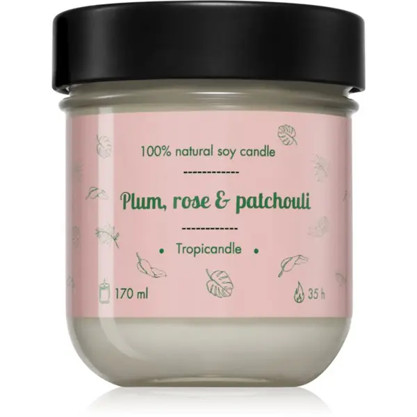 Tropicandle Tropicandle Plum, Rose & Patchouli dišeča sveča 170 ml