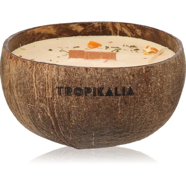 Tropicandle Tropicandle Sandalwood & Tangerine dišeča sveča z lesenim stenjem 350 ml