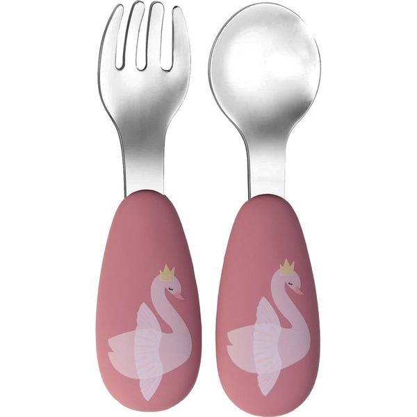 Tryco Tryco Cutlery Swan pribor za otroke Dusty Rose 2 kos