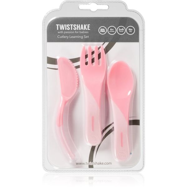 Twistshake Twistshake Learn Cutlery pribor Pink 6 m+ 3 kos