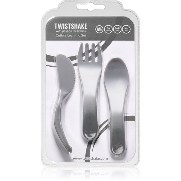 Twistshake Twistshake Learn Cutlery pribor za otroke 6+m Pastel Grey 3 kos