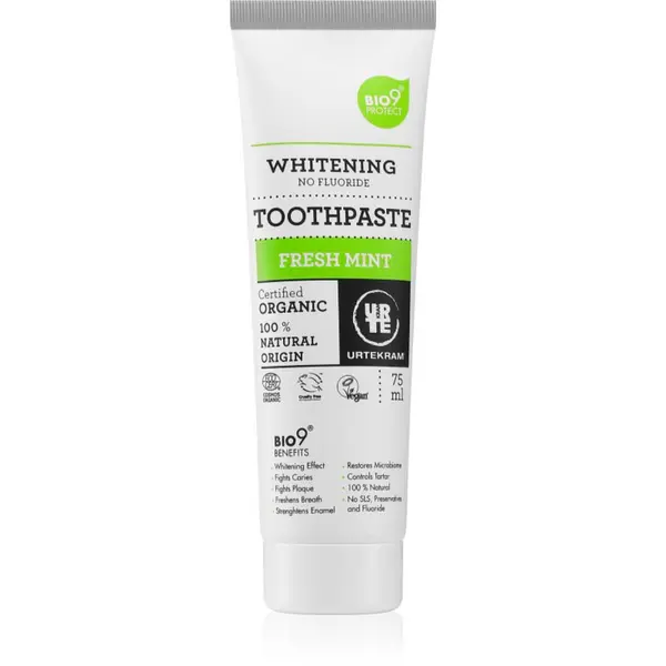 Urtekram Urtekram Fresh Mint zobna pasta za beljenje zob brez fluorida 75 ml