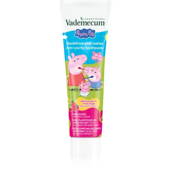 Vademecum Vademecum Peppa Pig Red Fruit otroška zobna pasta 6 mesecev–6 let 50 ml
