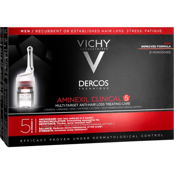 Vichy Vichy Dercos Aminexil Clinical 5 ciljna nega proti izpadanju las za moške 21 x 6 ml