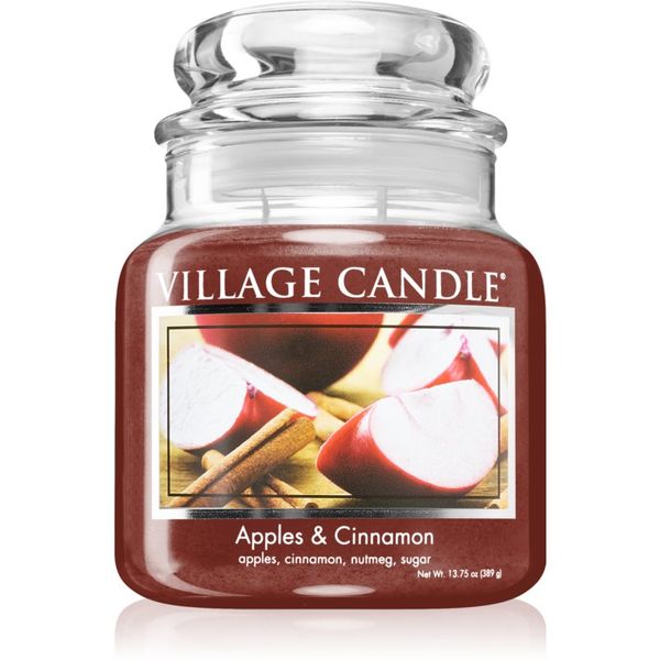 Village Candle Village Candle Apples & Cinnamon dišeča sveča (Glass Lid) 389 g