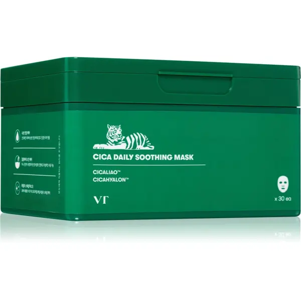 VT Cosmetics VT Cosmetics Cica Daily Soothing Mask intenzivno vlažilna maska za obraz s pomirjajočim učinkom veliko pakiranje 30 kos