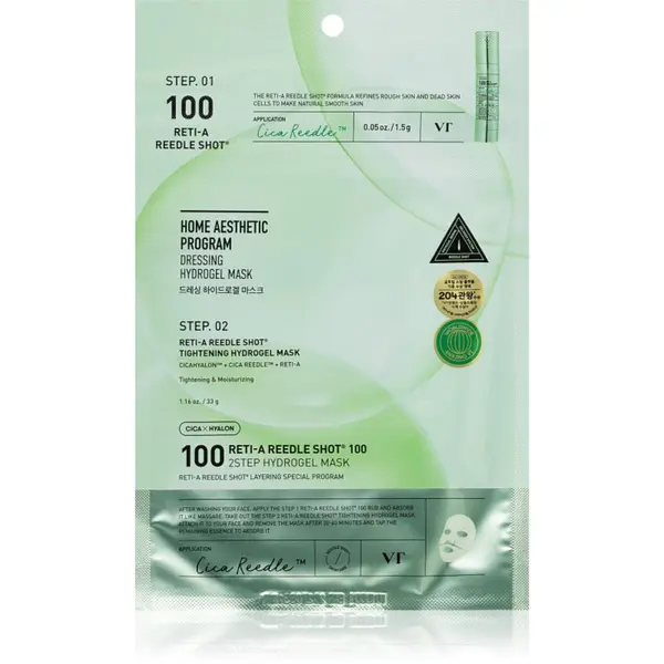 VT Cosmetics VT Cosmetics Cica Reti-A Reedle Shot 100 2Step Hydrogel Mask intenzivna hidrogelna maska za glajenje kože in zmanjšanje por 34.5 g