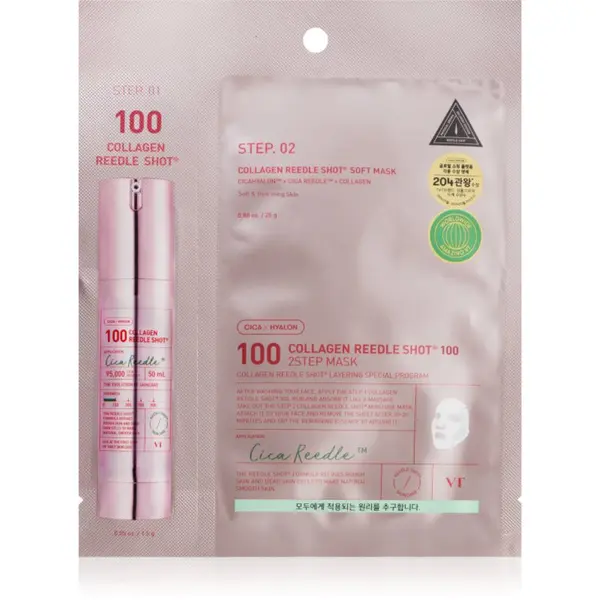 VT Cosmetics VT Cosmetics Collagen Reedle Shot 100 2 Step Mask lifting in učvrstitvena maska za dvostopenjsko nego kože 26.5 g