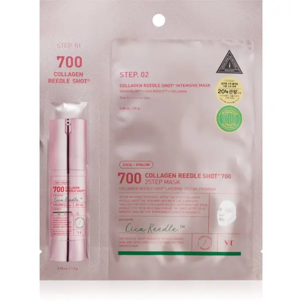 VT Cosmetics VT Cosmetics Collagen Reedle Shot 700 2-Step Mask lifting in učvrstitvena maska za dvostopenjsko nego kože 28.5 g