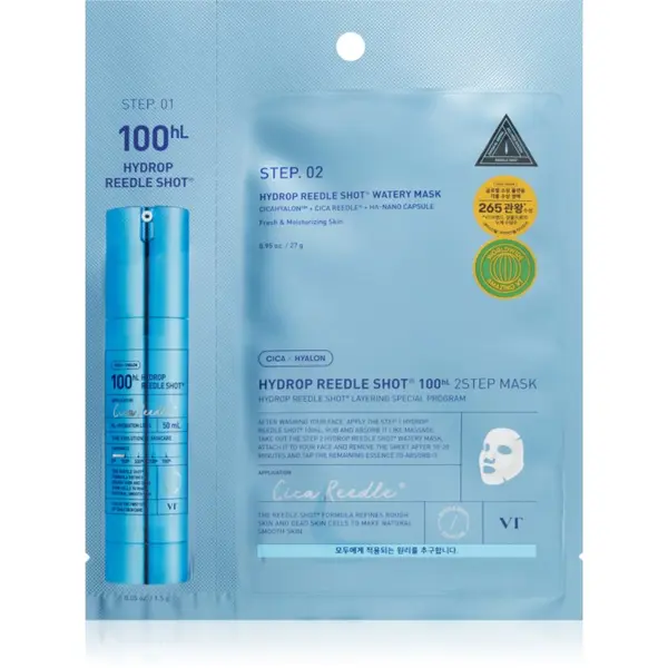 VT Cosmetics VT Cosmetics Hydrop Reedle Shot 100hL 2 Step Mask intenzivna vlažilna maska za dvostopenjsko nego kože 28.5 g