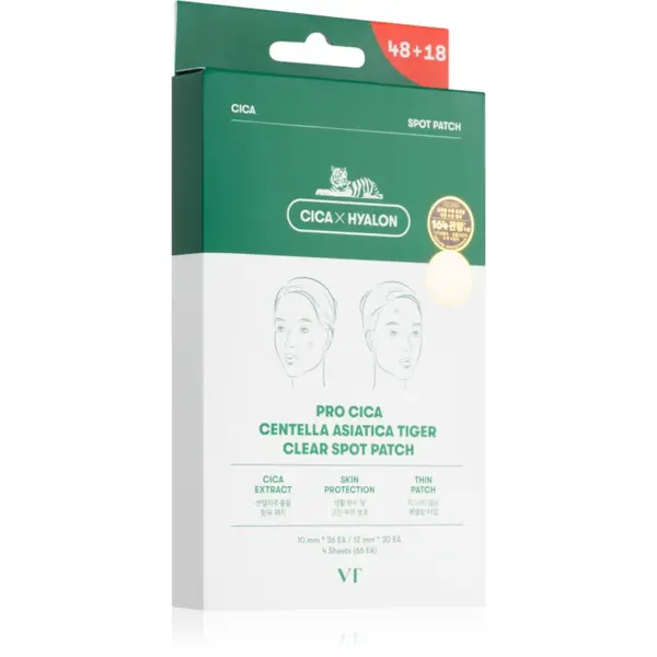 VT Cosmetics VT Cosmetics Pro Cica Centella Asiatica Tiger Clear Spot Patch obliži za problematično kožo 66 kos