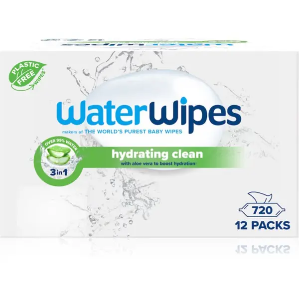 WaterWipes WaterWipes Hydrating Clean osvežilni vlažilni robčki 12x60 kos