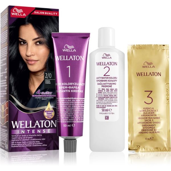 Wella Wella Wellaton Intense permanentna barva za lase z arganovim oljem odtenek 2/0 Black 1 kos