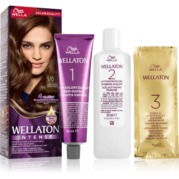Wella Wella Wellaton Intense permanentna barva za lase z arganovim oljem odtenek 5/0 Light Brown 1 kos