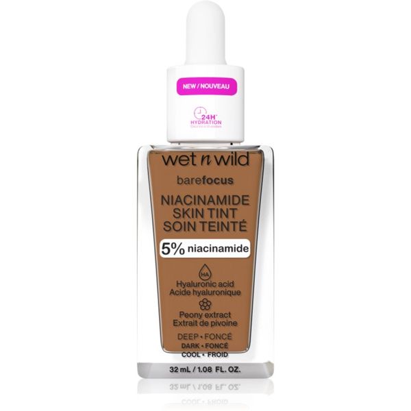 Wet n Wild Wet n Wild Bare Focus Niacinamide Skin Tint lahki vlažilni tekoči puder odtenek Deep 32 ml