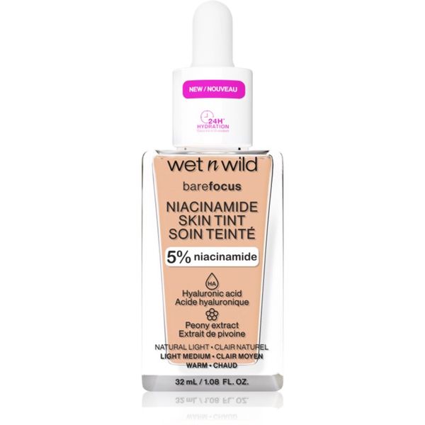 Wet n Wild Wet n Wild Bare Focus Niacinamide Skin Tint lahki vlažilni tekoči puder odtenek Light 32 ml