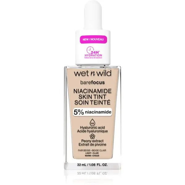Wet n Wild Wet n Wild BareFocus Niacinamide Skin Tint lahki vlažilni tekoči puder odtenek Fair Beige (Warm) 32 ml