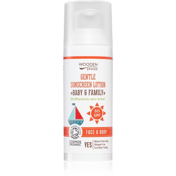 WoodenSpoon WoodenSpoon Baby & Family zaščitno mleko za sončenje za celo družino SPF 50 50 ml