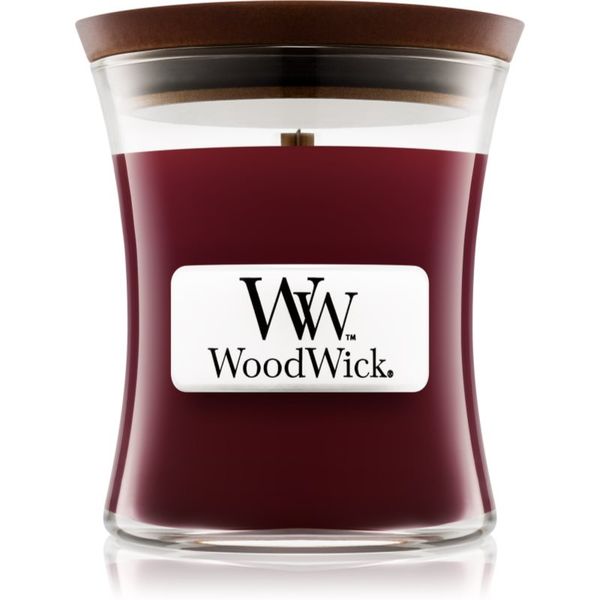 Woodwick Woodwick Black Cherry dišeča sveča z lesenim stenjem 85 g