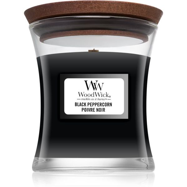 Woodwick Woodwick Black Peppercorn dišeča sveča  z lesenim stenjem 85 g