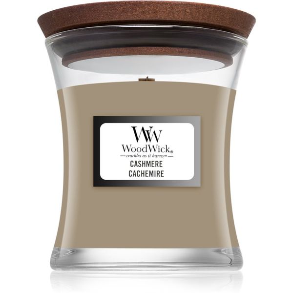 Woodwick Woodwick Cashmere dišeča sveča z lesenim stenjem 85 g