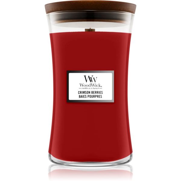 Woodwick Woodwick Crimson Berries dišeča sveča z lesenim stenjem 610 g