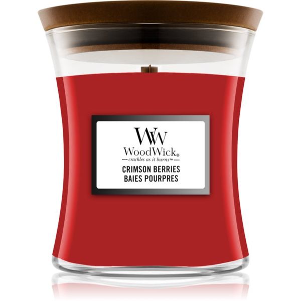 Woodwick Woodwick Crimson Berries dišeča sveča z lesenim stenjem 85 g