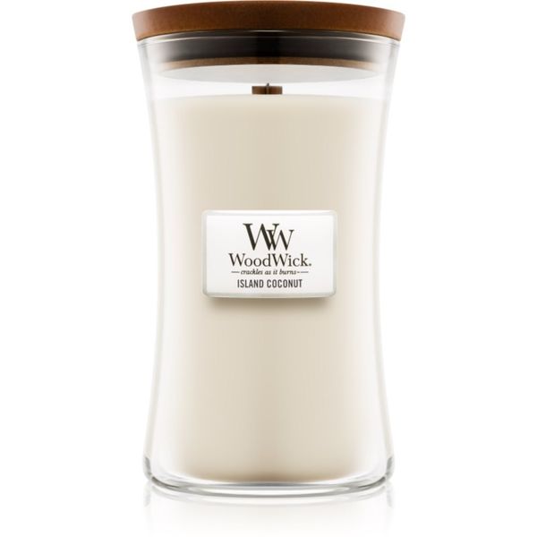 Woodwick Woodwick Island Coconut dišeča sveča z lesenim stenjem 609.5 g
