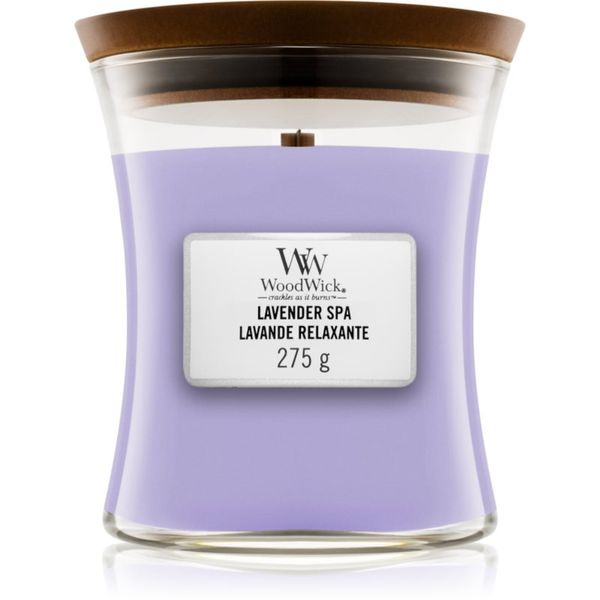 Woodwick Woodwick Lavender Spa dišeča sveča z lesenim stenjem 275 g