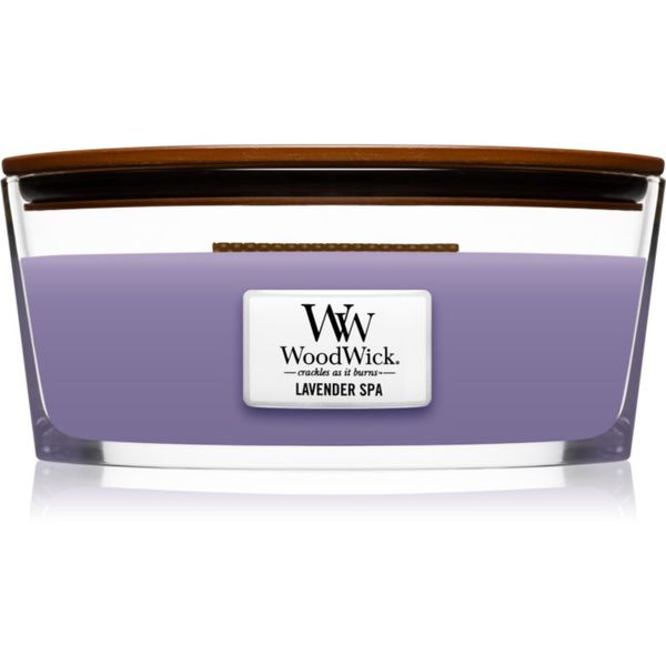 Woodwick Woodwick Lavender Spa dišeča sveča  z lesenim stenjem (hearthwick) 453 g