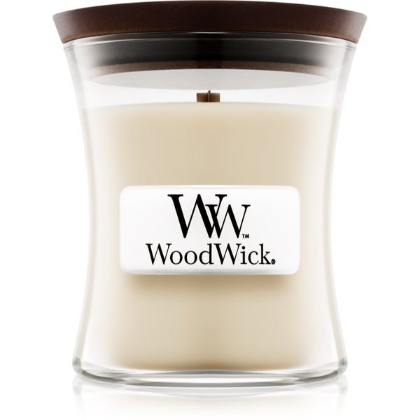 Woodwick Woodwick Linen dišeča sveča z lesenim stenjem 85 g