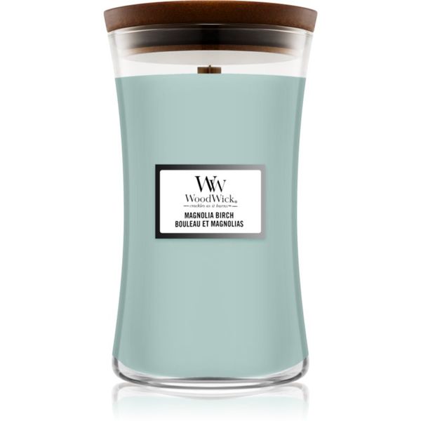 Woodwick Woodwick Magnolia Birch dišeča sveča z lesenim stenjem 610 g